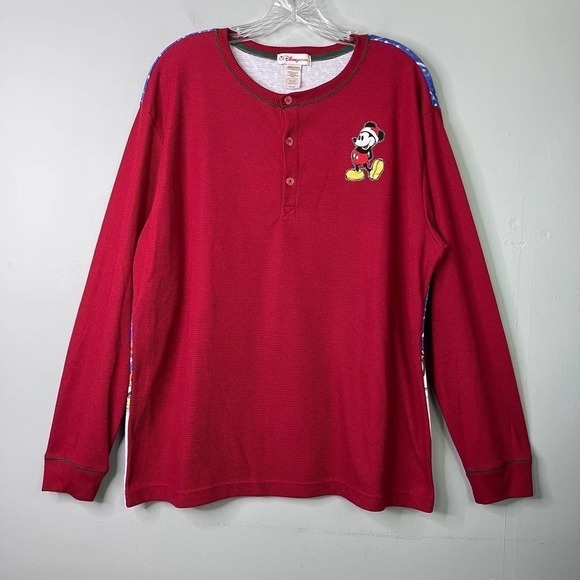 Vtg Disney Store The House Of Mickey Mouse Christmas Holiday Henley Shirt Mens L - Picture 2 of 16